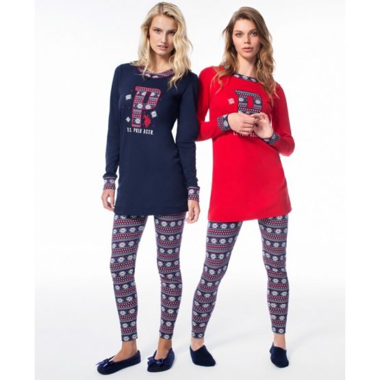 Домашняя одежда U.S. Polo Assn - Пижама женская (длин.рукав) 15521 синяя