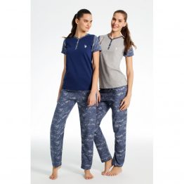 Домашняя одежда U.S. Polo Assn - Пижама женская (корот. рукав) 15636 серая