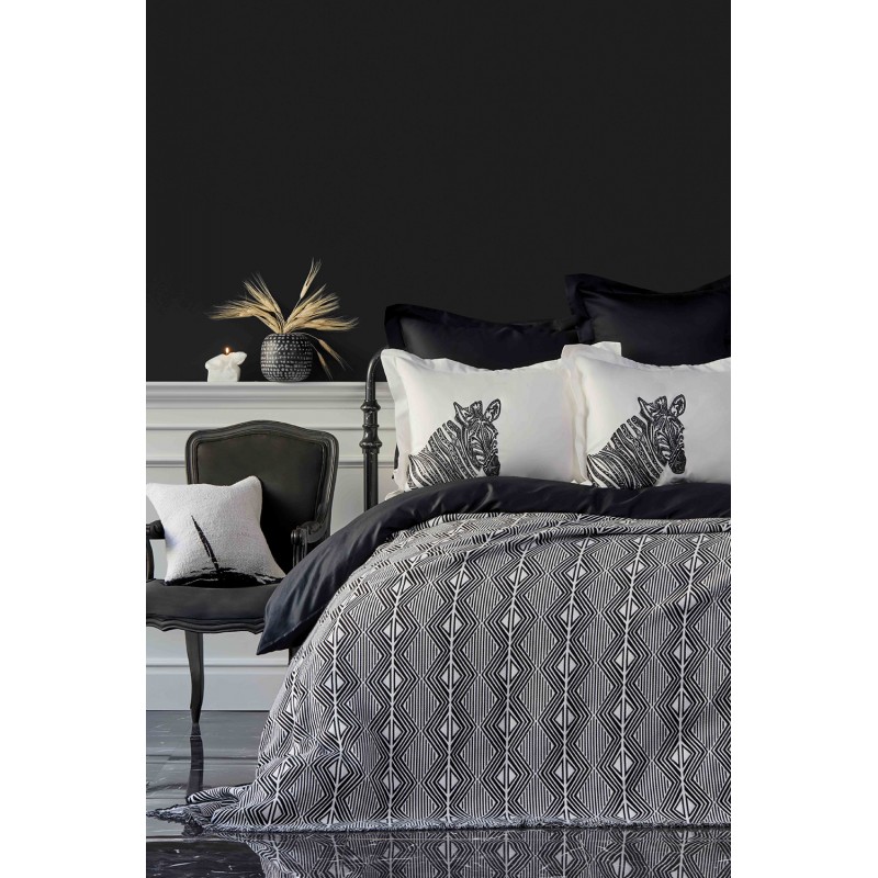 nabor-postelnoe-bele-s-pledom-karaca-home-burundi-2019-1-evro Набор постельное белье с пледом Karaca Home - Burundi 2019-1 евро