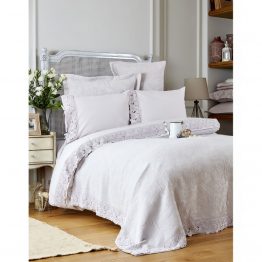 Набор постельное белье с покрывалом Karaca Home - Liza lila 2017-2 лиловый евро