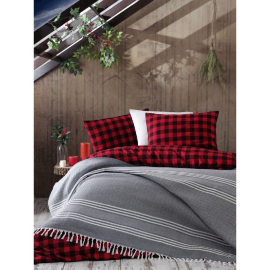 Плед Eponj Home - Anna 220*240 Balik Sirti siyah-gri