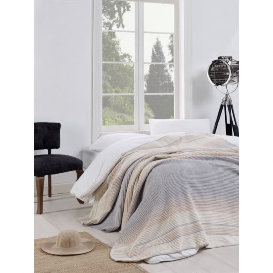 Плед Eponj Home - Cizgili 150*220 Gri серый