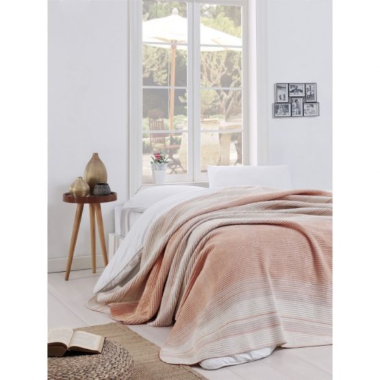 Плед Eponj Home - Cizgili 150*220 Pudra пудра