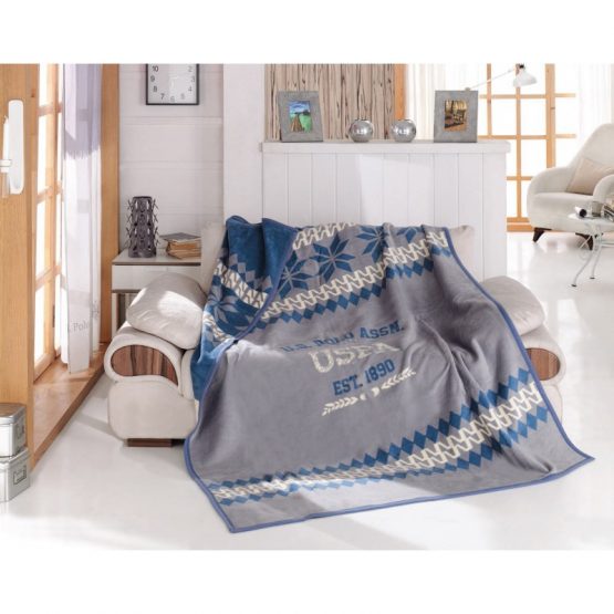 Плед хлопковый U.S.Polo Assn - Pocatello серый 150*200