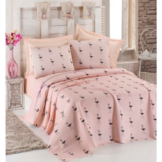Покрывало пике Eponj Home - Flamingo pudra пудра вафельное 200*235