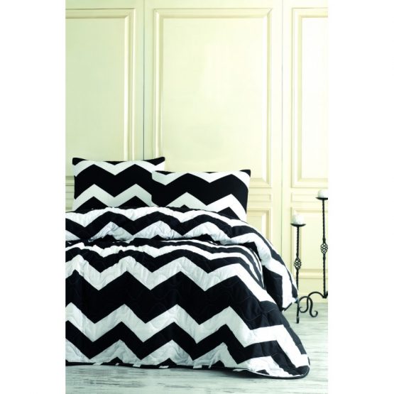 Покрывало стеганное с наволочкой Eponj Home B W - BigZigzag 160*220