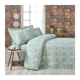 Покрывало стеганное с наволочкой Eponj Home - Pure suyesil зеленый 160*220