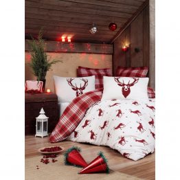 Постельное белье Eponj Home - Geyik Bordo бордовый ранфорс евро