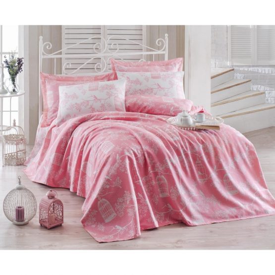 Постельное белье Eponj Home Pike - Samyeli pembe розовый евро