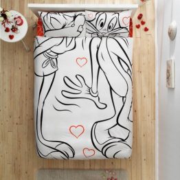 Постельное белье Tac Disney Freemood - Bugs Bunny   Lola Bunny Amour евро